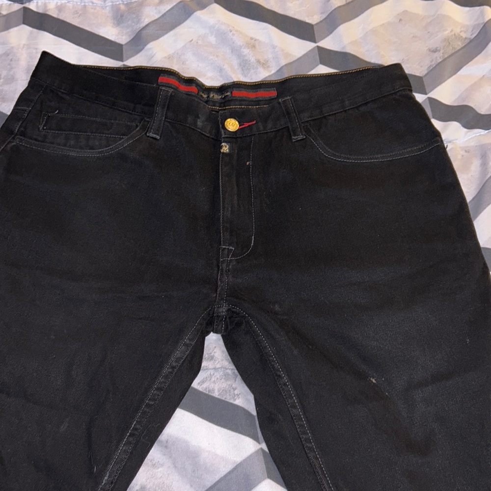 Cavi black jeans and gold embroidered